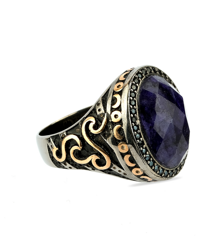 Men's Root Sapphire Ring in Sterling Silver