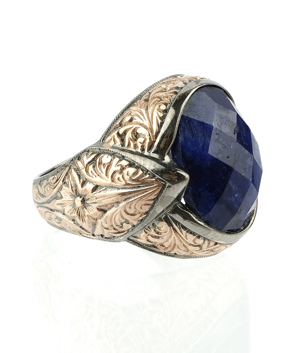 Ring with Root Sapphire Stones