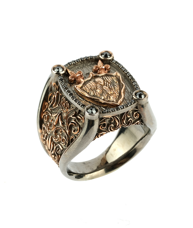 Men's Shield and Sword Ring in Sterling Silver