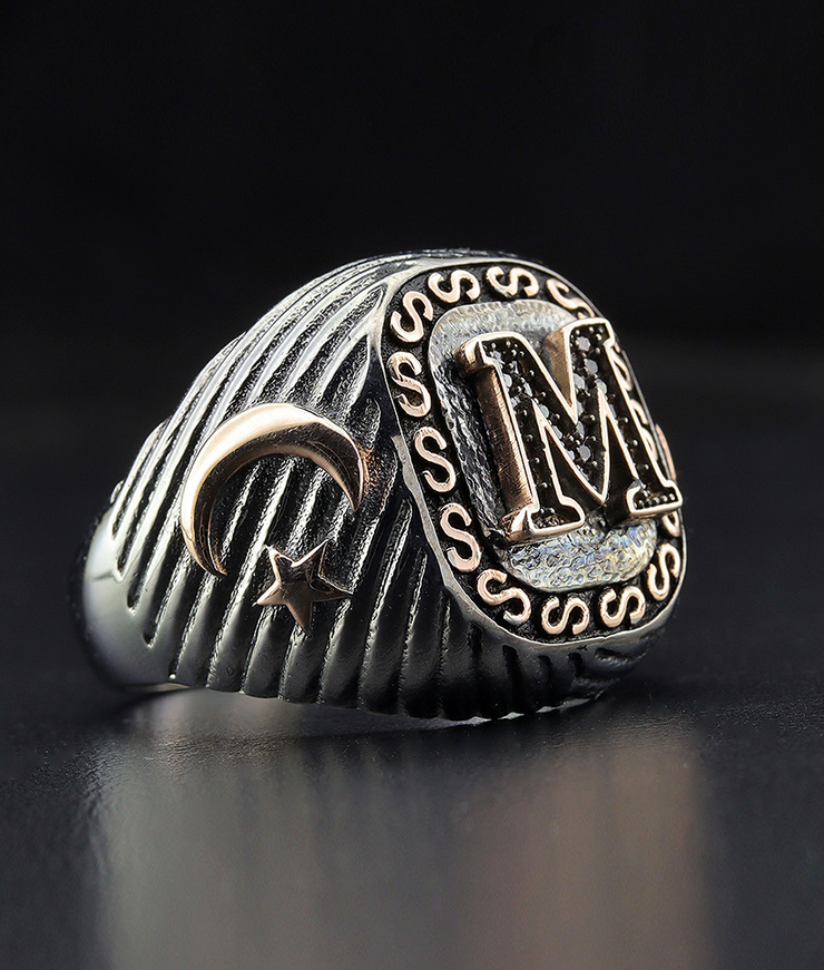 Men's Sterling Silver Initial Ring