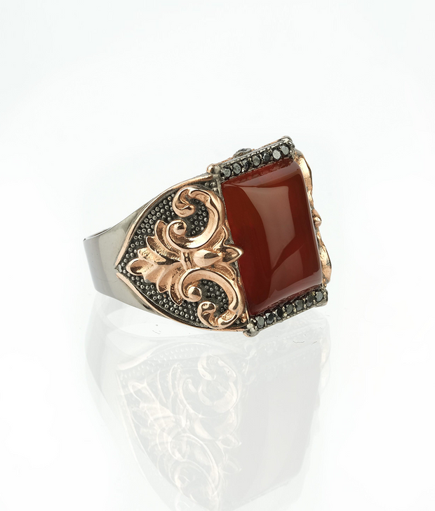Men's Red Agate Ring