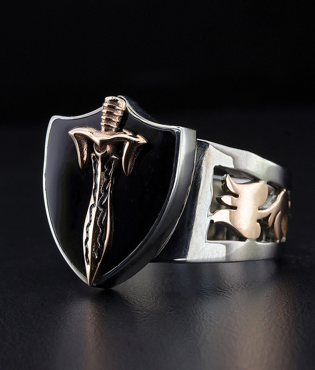 Men's Sterling Silver  Shield Ring