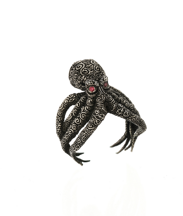 Sterling Silver Octopus Ring, Men's Sterling Silver Ring