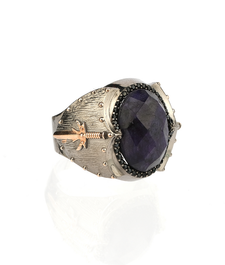 Men's Root Sapphire Ring in Sterling Silver