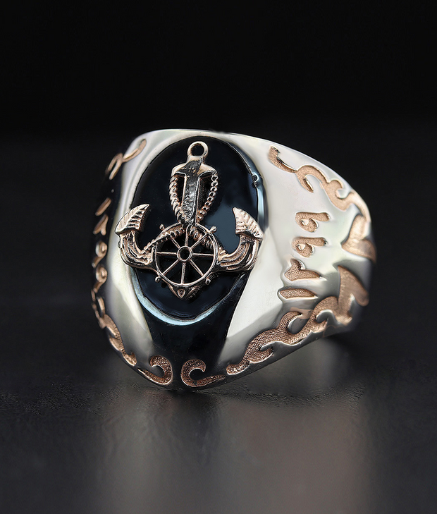 Men's Anchor Ring in Sterling Silver