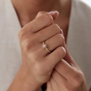 14k Gold Flower Round Lab Pink Tourmaline Ring