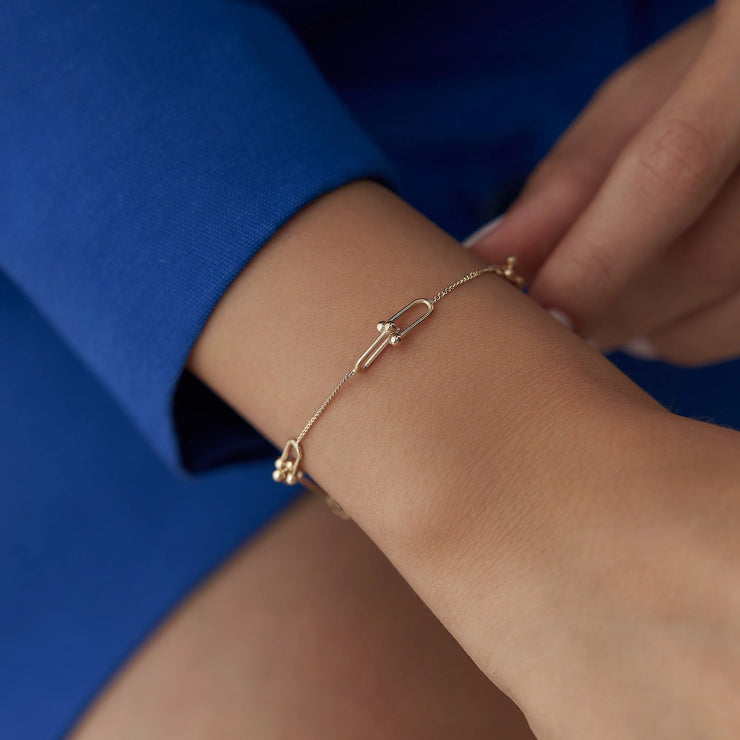 14k Gold Segmented Lock Wristband, 14k Solid Gold Bracelet, Gold Bracelet for women, Solid Gold Bracelet
