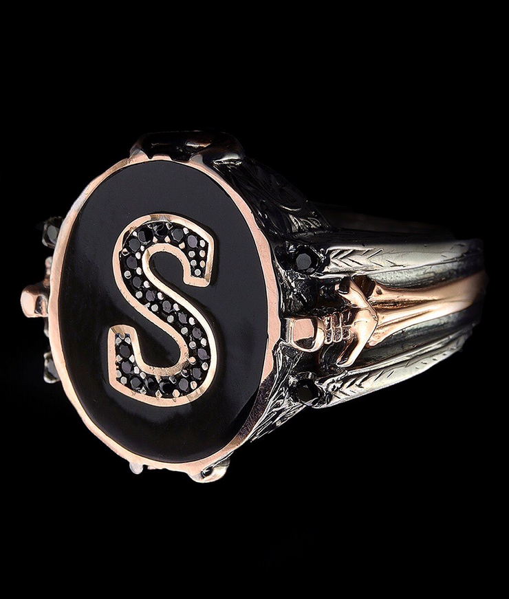 Men's Initial Ring in Sterling Silver