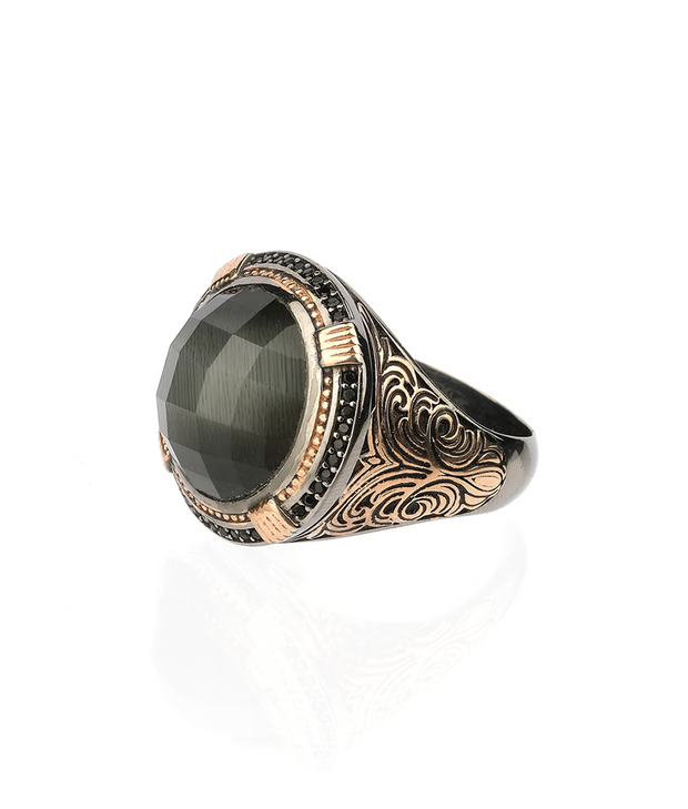 Men's Cat Eye Ring in Sterling Silver