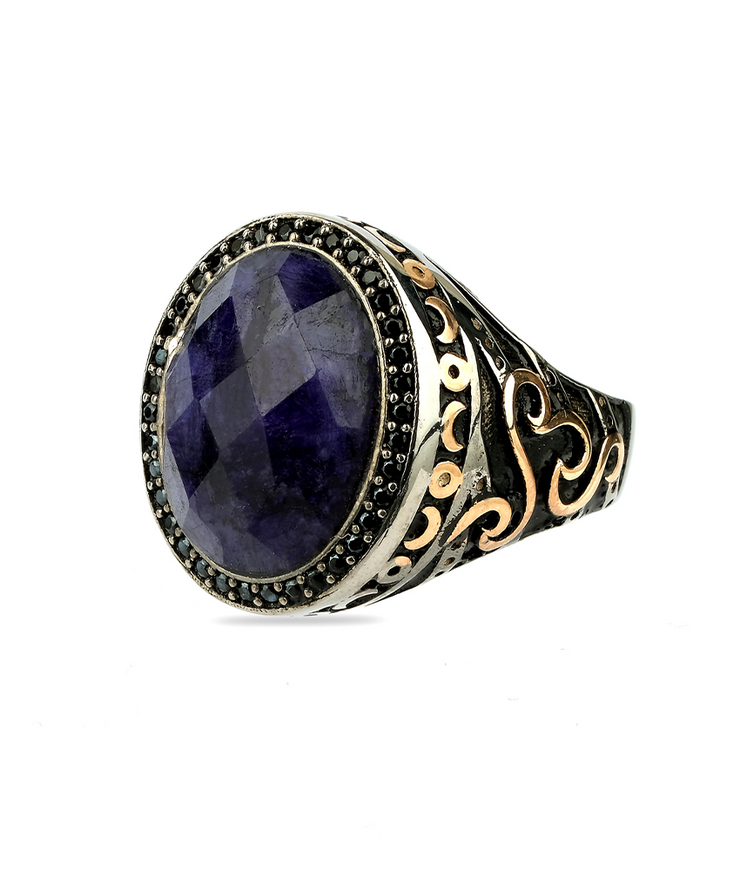 Men's Root Sapphire Ring in Sterling Silver