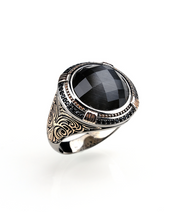 Men's Black Stone Ring in Sterling Silver