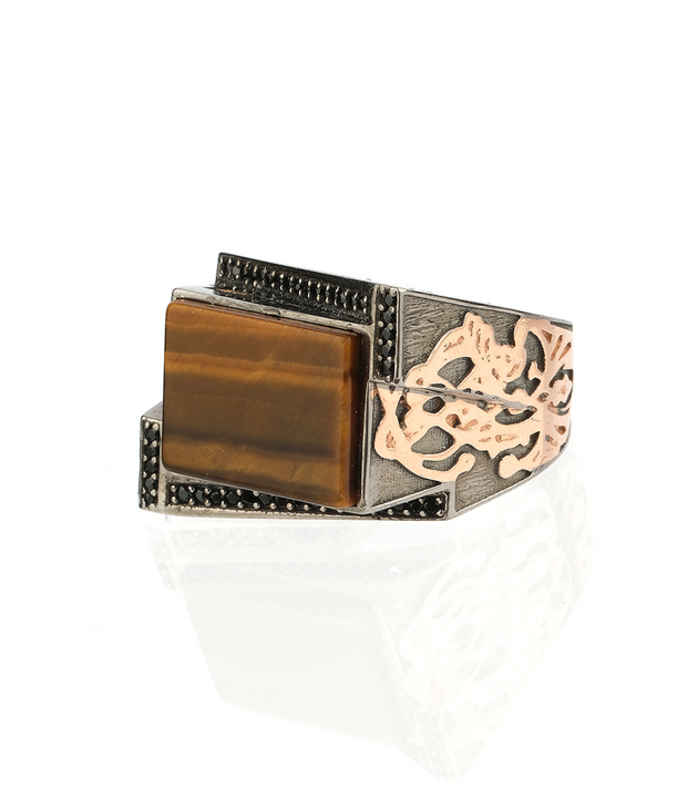 Men's Tiger Eye Ring in Sterling Silver