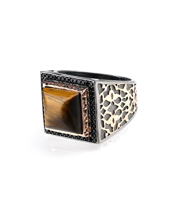 Men's Tiger Eye Ring in Sterling Silver