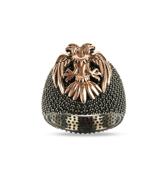 Men's Double Headed Eagle Ring in Sterling Silver