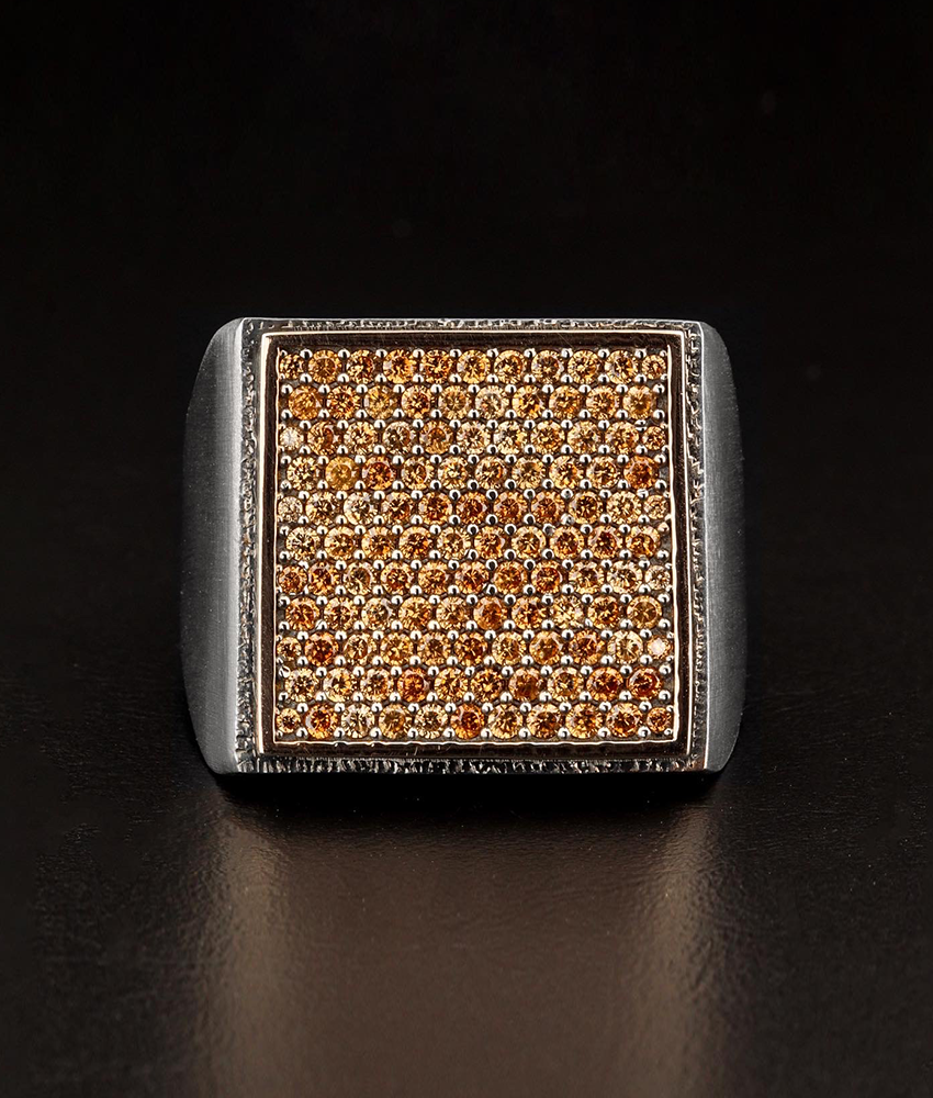 Men's Square Signet Ring with CZ