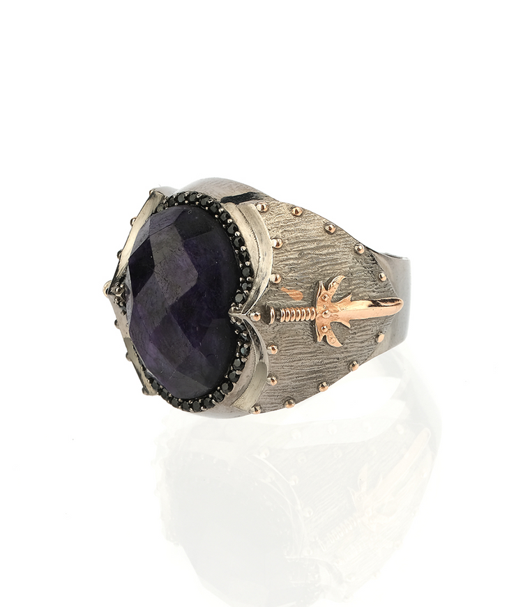 Men's Root Sapphire Ring in Sterling Silver
