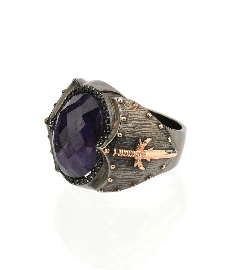 Men's Root Sapphire Ring in Sterling Silver