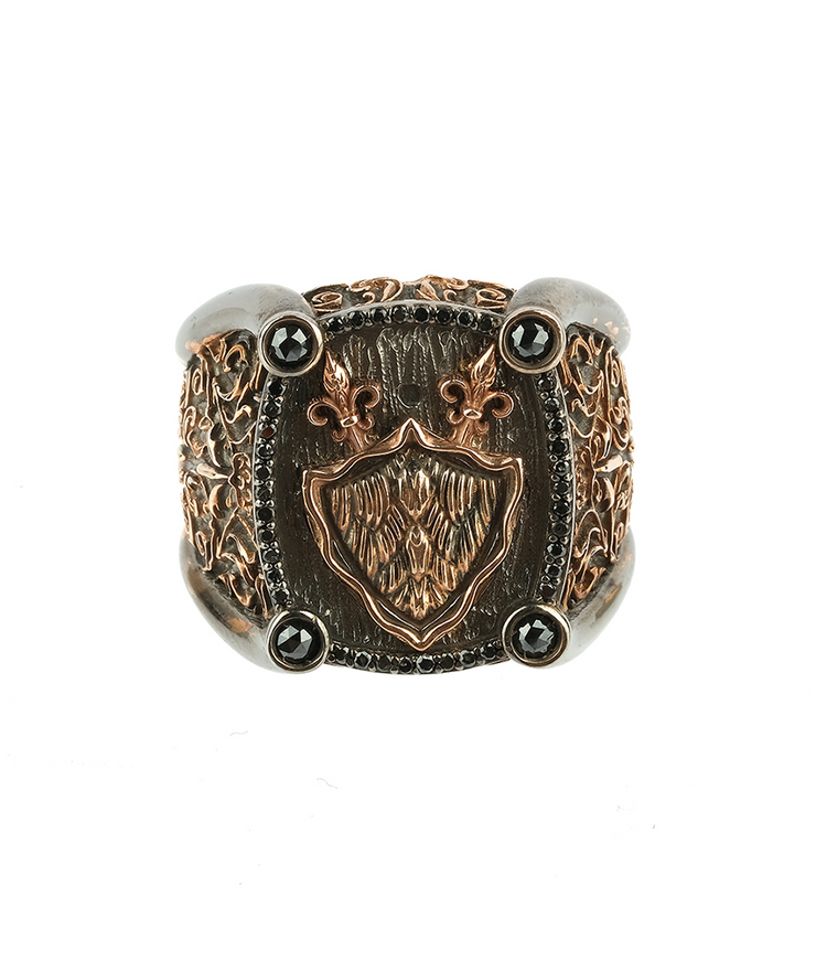 Men's Shield and Sword Ring in Sterling Silver