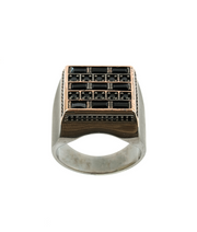 Men's Black Signet Ring with Black Stones