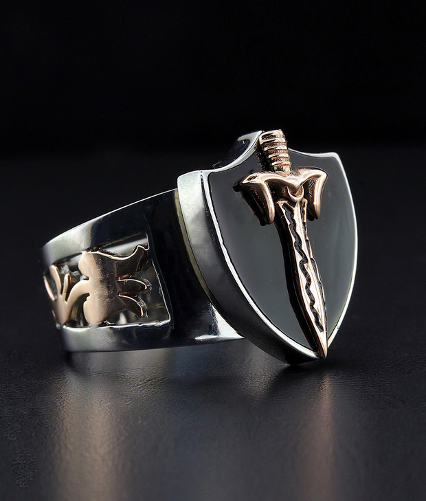 Men's Sterling Silver  Shield Ring