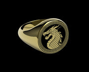 Dragon Signet Ring in Sterling Silver and Solid Gold