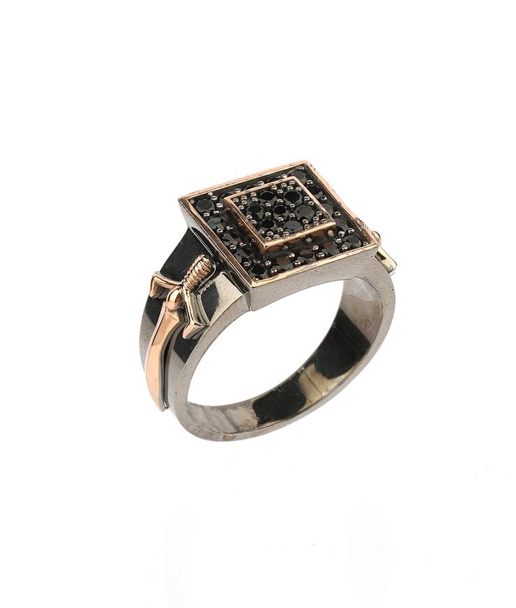 Men's Sterling Silver Ring with Sword Details