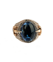 Men's Blue CZ ring with Sword Details