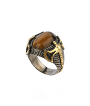 Mens' Tiger Eye Ring with Axe Details