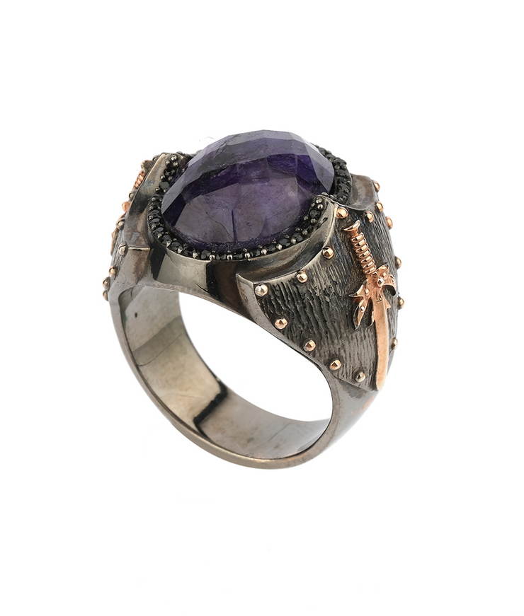 Men's Root Sapphire Ring in Sterling Silver