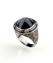 Men's Black Stone Ring in Sterling Silver