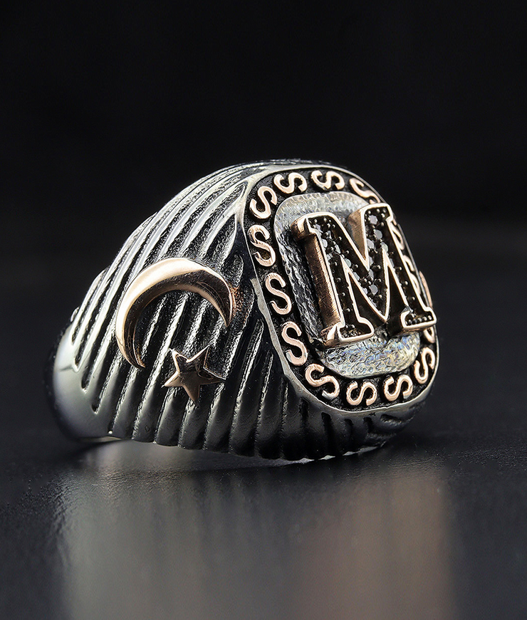 Men's Sterling Silver Initial Ring