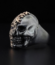 Men's Face & Skull Ring in Sterling Silver