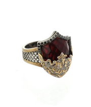 Mens Sterling Silver Red Stone Ring, Badr Battle