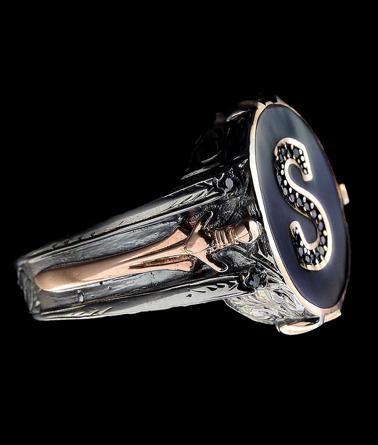 Men's Initial Ring in Sterling Silver