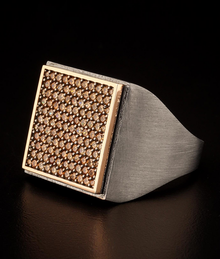 Men's Square Signet Ring with CZ