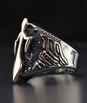 Men's Ring with Sword Details, Sterling Silver
