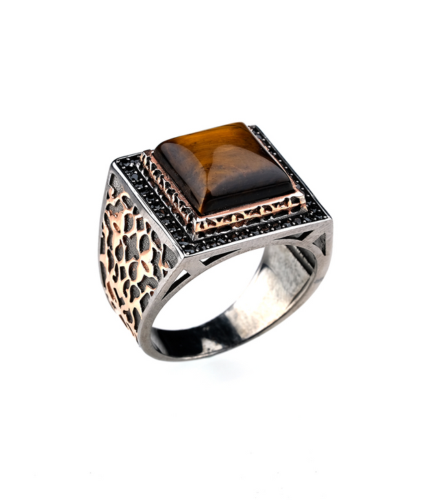Men's Tiger Eye Ring in Sterling Silver