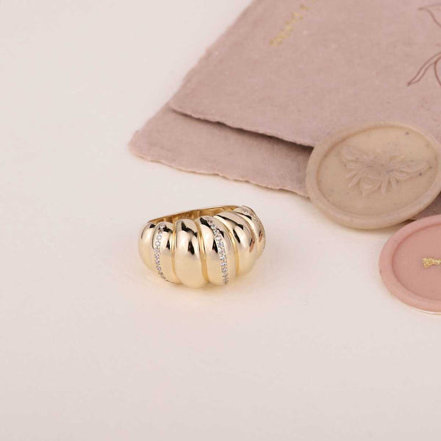 Croissant Ring in 14k Gold - Solid 14k Gold Ring