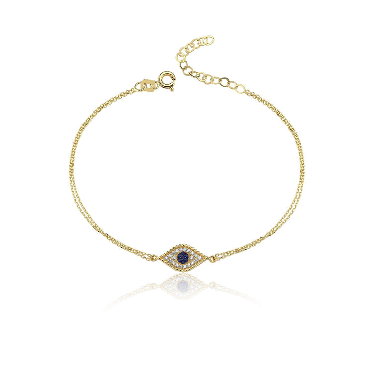 14k Gold Leyk Eye Bracelet, 14k Solid Gold Bracelet, Gold Bracelet for women, Solid Gold Bracelet