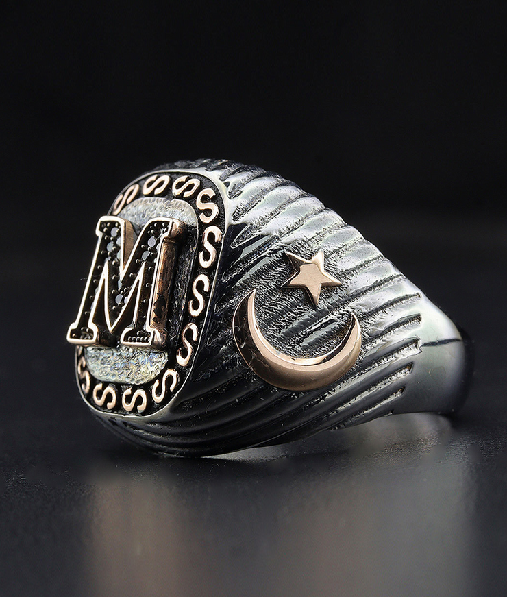 Men's Sterling Silver Initial Ring