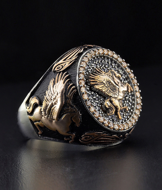 Men's Pegasus Ring in Sterling Silver