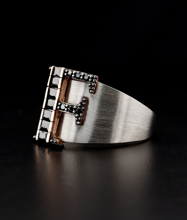 Men's Cigar Ring with Letter F