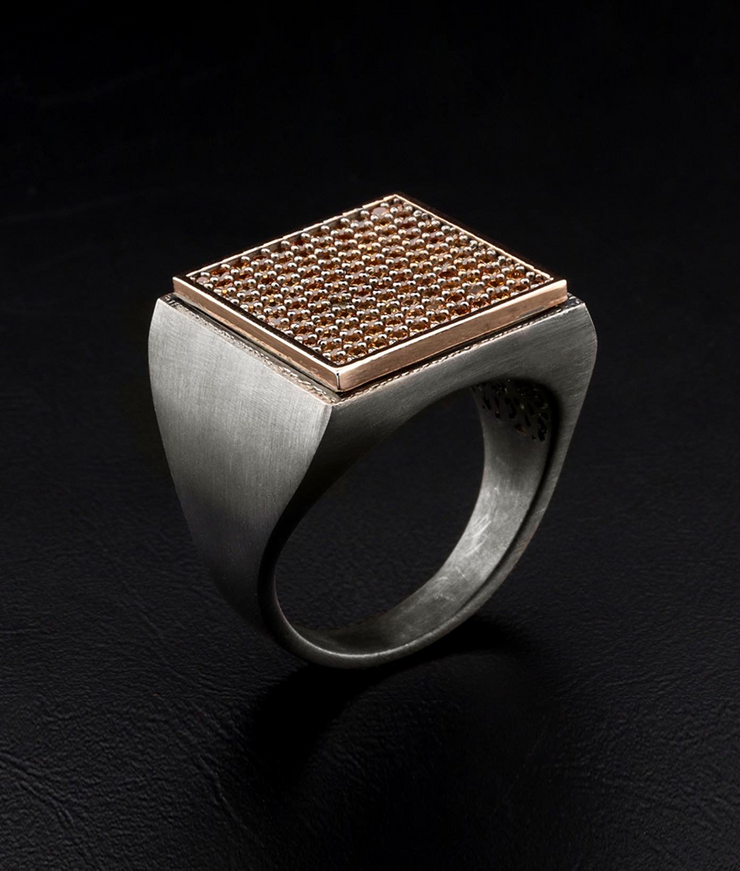 Men's Square Signet Ring with CZ