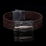 Men’s Sterling Silver Sword  Leather Bracelet