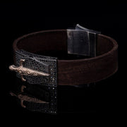 Men’s Sterling Silver Sword  Leather Bracelet