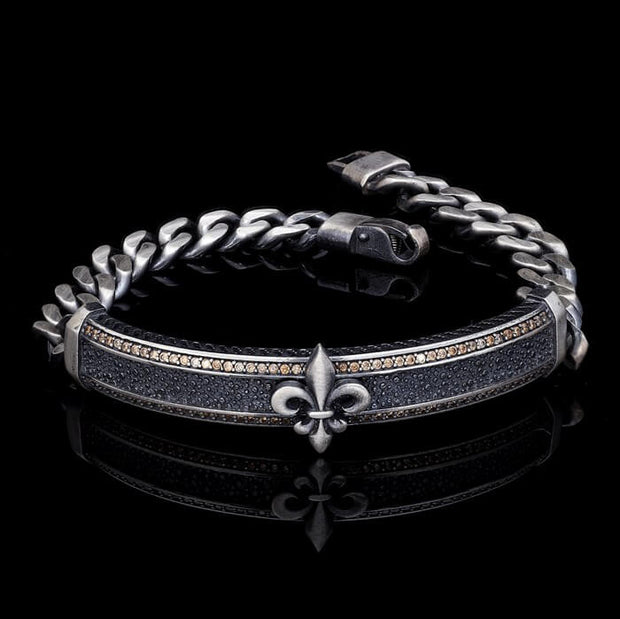 Men’s Sterling Silver Fleur De Lis Bracelet