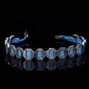 Men’s Sterling Silver Blue Octagon Macrame Bracelet