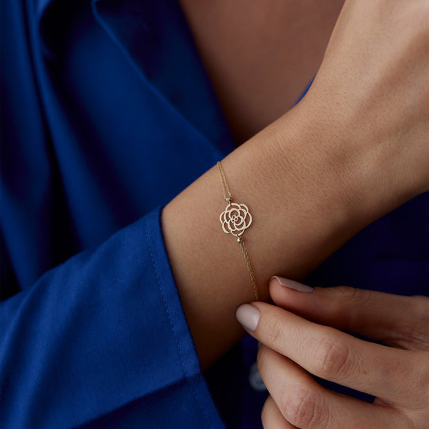 14k Gold Daisy Lining Bracelet, 14k Solid Gold Bracelet, Gold Bracelet for women, Solid Gold Bracelet