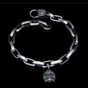 Men’s Memento Mori Skull Chain Bracelet in Sterling Silver