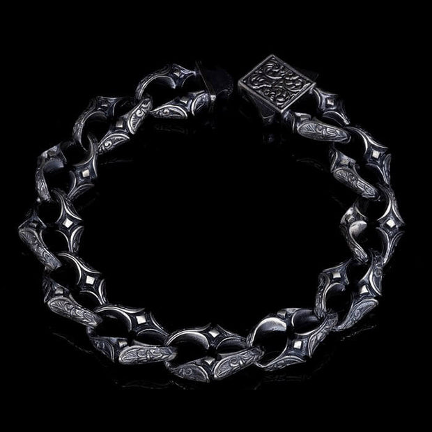 Men’s Sterling Silver Patterned Chain Bracelet